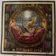 The little rabbit in the library  Cross Stitch Kit Joy Sunday 11ct cotton thread