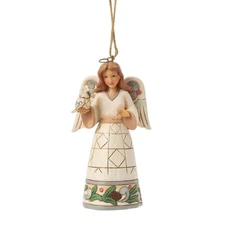 Jim Shore WHITE WOODLAND ANGEL WITH OWL ORNAMENT 6017184 NEW 2025