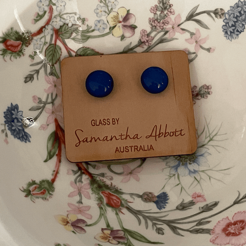 Glass Stud Earrings in Blue Tones by Australian Artist Samantha Abbott - Picture 11 of 11