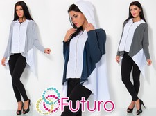 Women's Hoodies With Zipper Long Sleeve Coat Asymetric One Size 10-14 Ft1265