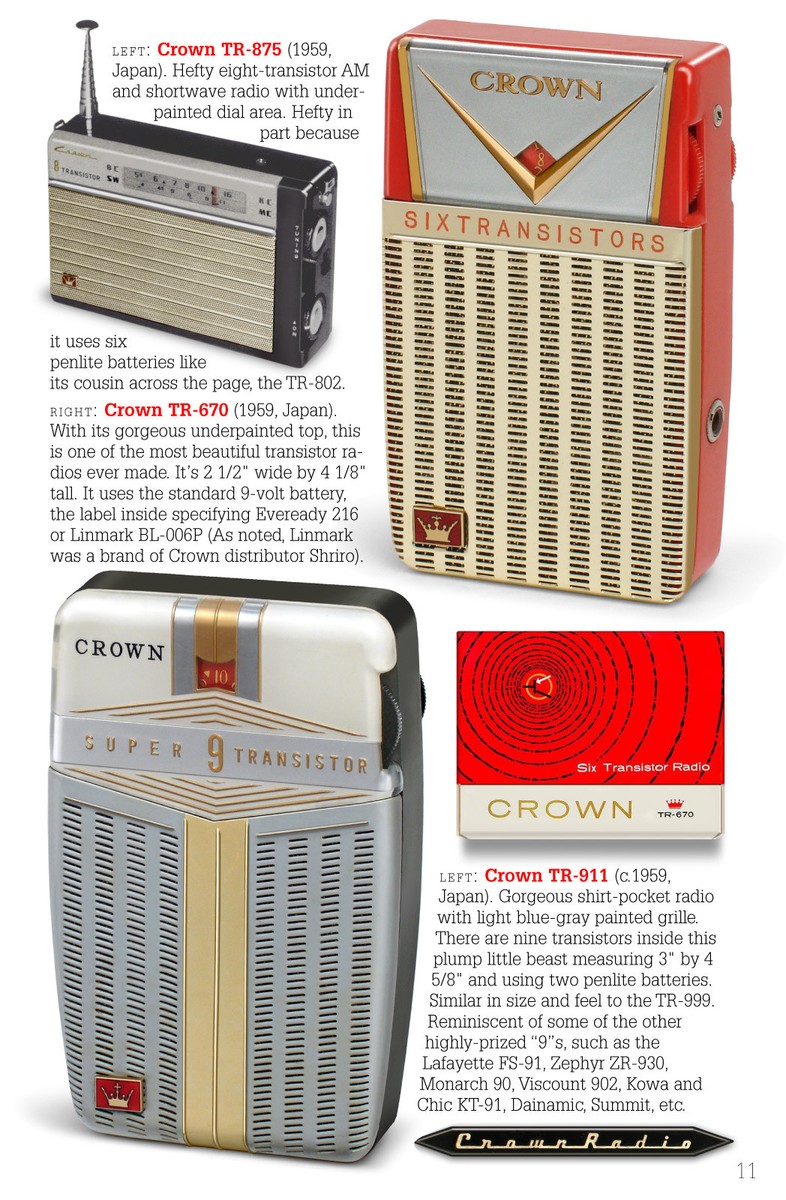CROWN vintage transistor radios book for collectors - tube CROWN vintage transistor radios book for collectors - tube