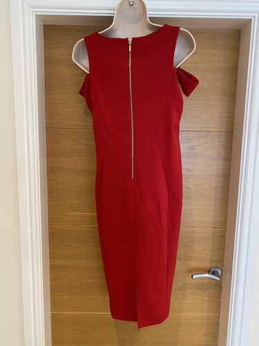 Ronni Nicole Ladies Bright Red Midi Unlined Pencil Dress Zip Feature Size 10 38 - Picture 7 of 12