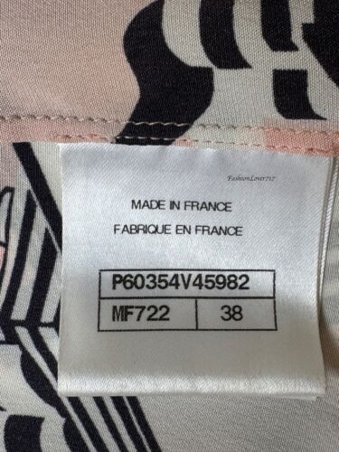 CHANEL 19C LA PAUSA BLACK WHITE PINK SILK CC LOGO RUFFLE TIERED DRESS 38 - Picture 14 of 20