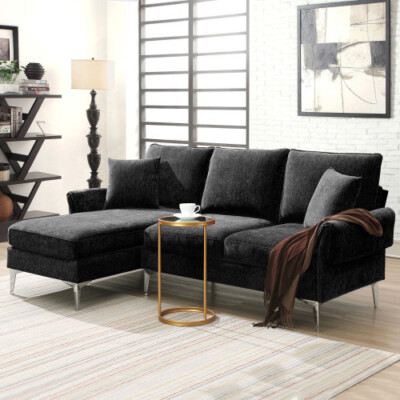 L-Shaped Convertible Sectional Sofa Couch w/ Chaise Modern Living Room Sofa Sets