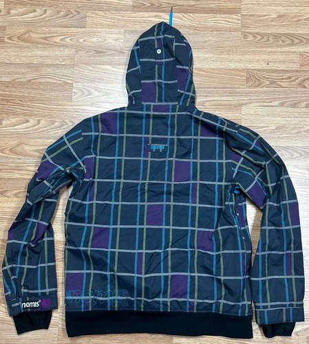 Nomis Jacket Mens Large Blue Plaid Check Full Zip Hooded Snowboard Ski - Picture 2 of 4