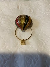 HotAir Balloon Multicolor Enamel Brooch Pendant/vintage/gold Trim/USA Made