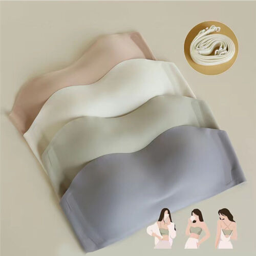 Neue Damen Trägerloser Gepolsterter Nahtloser Dehnbarer Bandeau-Bh Bustier- /s - Bild 13 von 29