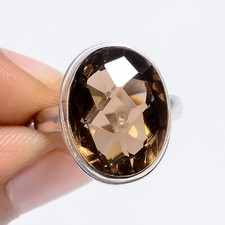 Smoky Quartz Brown Gemstone Handmade Jewelry Trendy Fashion Ring 6.5 US For Gift