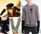 AU SELLER Stretchy Cotton Knitted Fingerless Arm Long Gloves Mittens g001