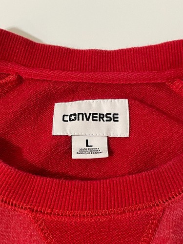 Converse All Star Mens Y2k Red Casual Long Sleeve Crew Neck Sweater Size Large - Picture 10 of 11
