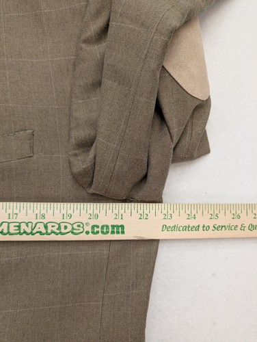 Van Heusen Studio Men's Blazer Jacket Sport Coat Beige Plaid Elbow Patches 44L - Picture 5 of 24