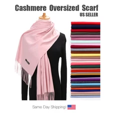 Women Men Plain Cashmere Scarf Oversized Soft Pashmina Scarf Shawl Wrap Solid