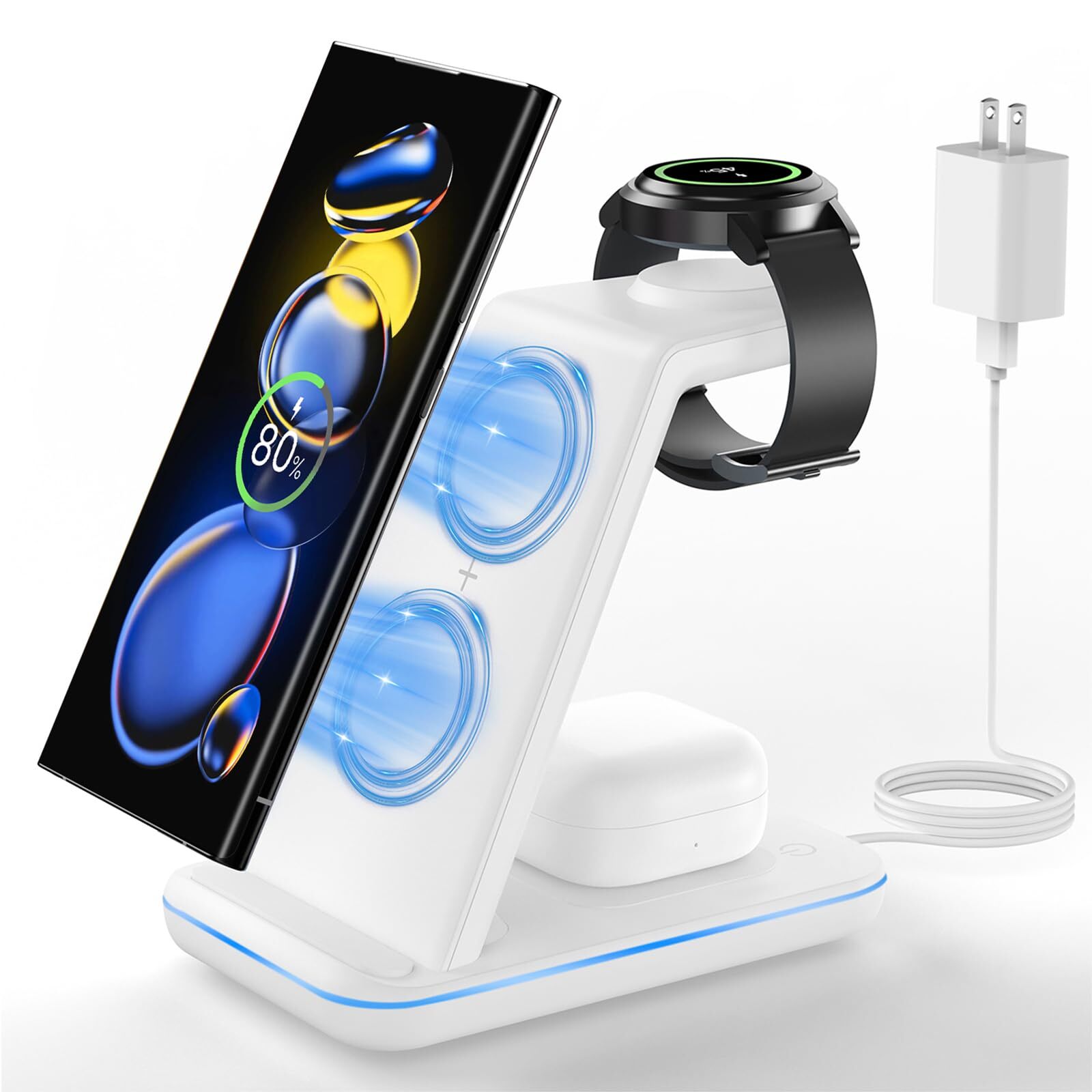 Wireless Charger for Samsung&Android: 3 in 1 Charging Station for Galaxy Watc...