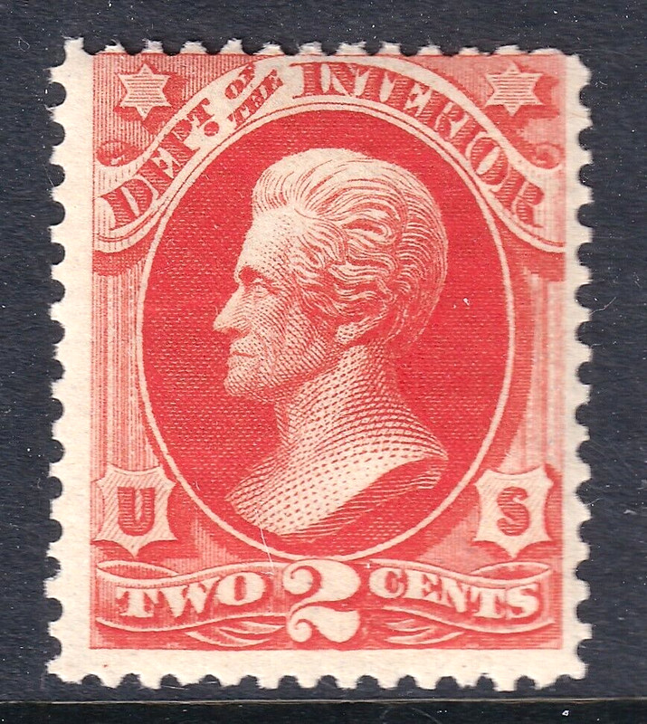 USA 1873 Dept. of the Interior MNH 2c vermillion Jackson on thin hard paper