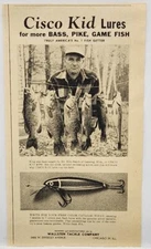 1954 Wallsten Tackle Cisco Kid Fishing Lures Bass Pike Print Ad Chicago Illinois