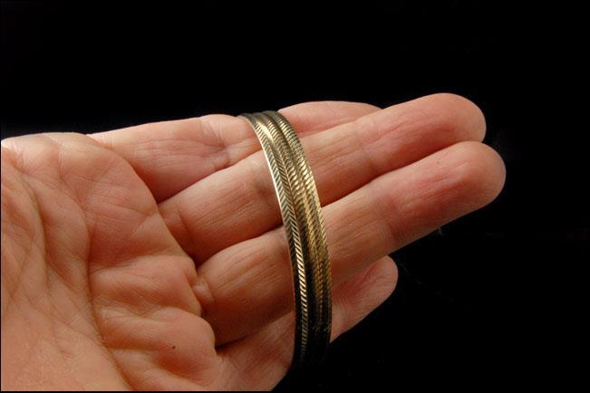 3 VINTAGE ZIG ZAG ORNAMENT STERLING BANGLE BRACELETS FL | eBay