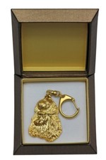Poodle - Gold-plated Keychain with a Dog, Box Art Dog DE