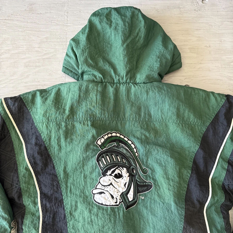 Chaqueta Pullover con Capucha Vintage Años 90 NCAA Michigan State Spartans 1/2 Cremallera Talla XL Foto 2 de 4