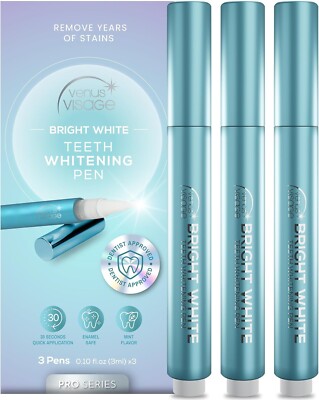 Venus Visage PRO Teeth Whitening Pen (3 Pens), 40+ Uses - Teeth Whitening Gel