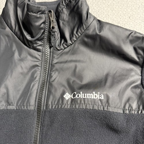 Columbia Kids Black Fleece & Puffer mixed media full zip Jacket Large 14/16 - Picture 3 of 5