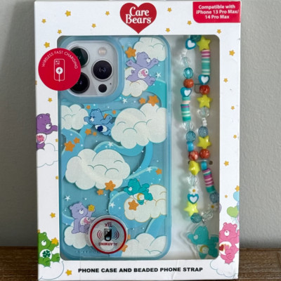 CARE BEARS Phone Case & Beaded Phone Strap iPhone 13 Pro Max / 14 Pro Max BNWT