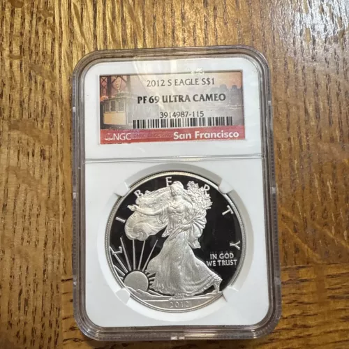 2012-S. Proof $1 American Silver Eagle NGC PF69 Ultra Cameo San Francisco label￼