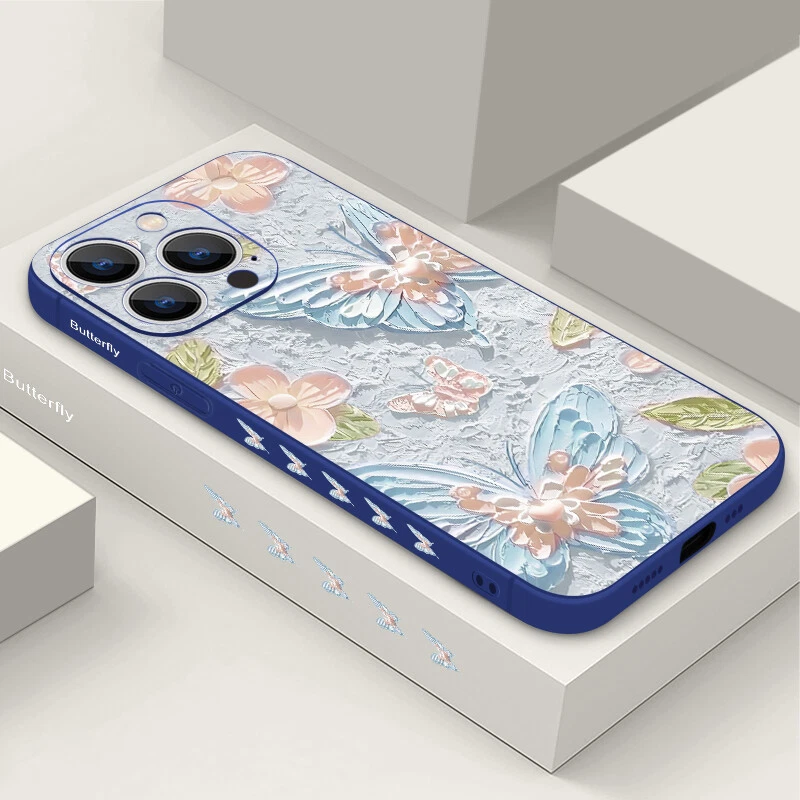 For iPhone 16 15 14 Pro Max 13 12 Mini 11 XR Butterfly Phone Case With Lanyard - Image 4 of 4