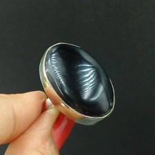 Natural Black Onyx Gemstone Ring 925 Sterling Silver Ring Size-7.75 US