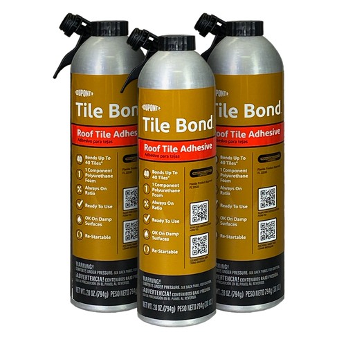 Tile Bond Roof Tile Adhesive 28 oz Can with Reusable Straw, Pack of 3