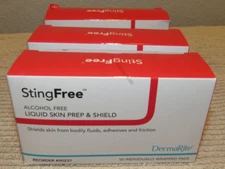 Lot of 3 Boxes - Dermarite Sting Free Liquid Skin Prep & Shield 50 Pack #00237