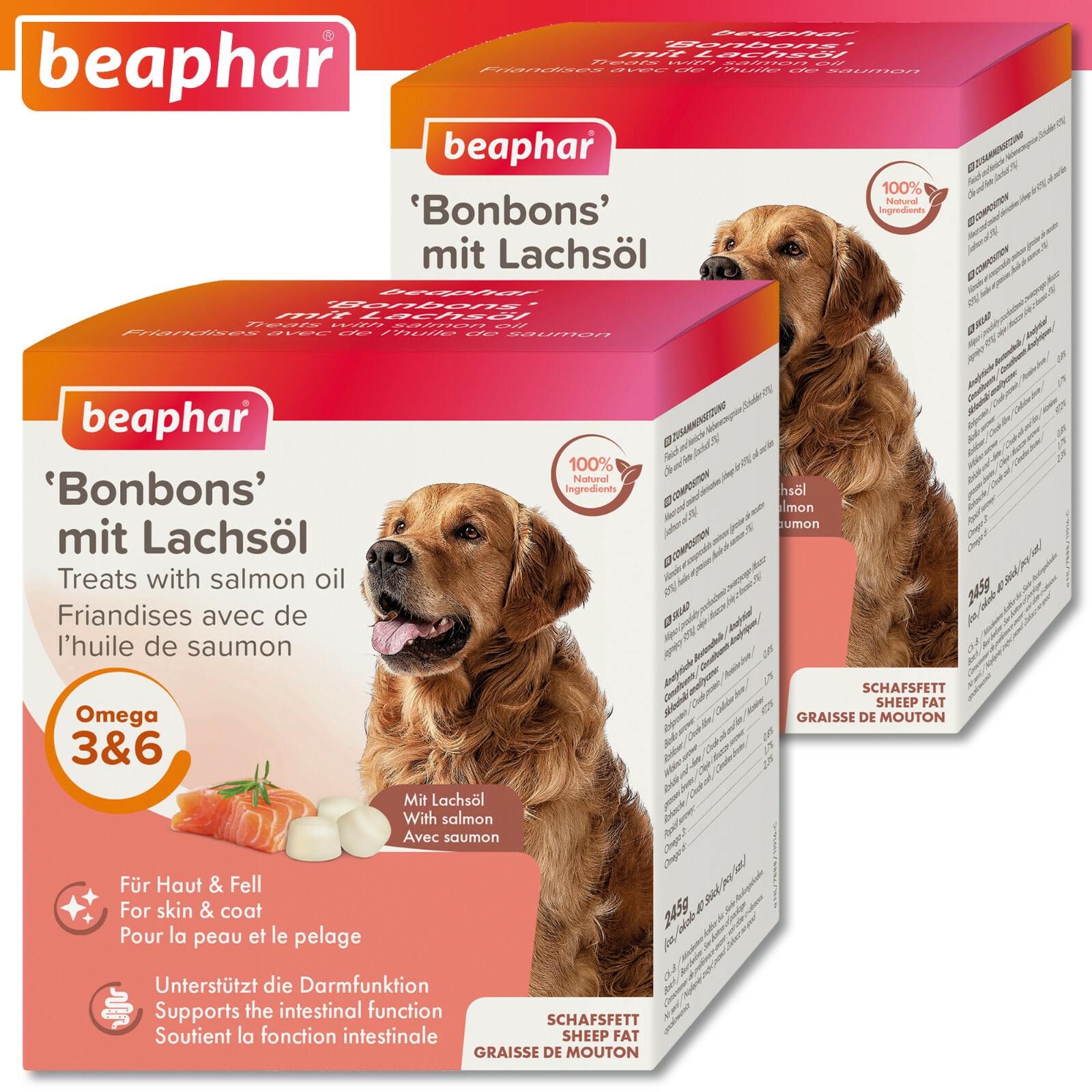 Hundesnacks Soft Snacks für Hunde mit Lachs für Alle Rassen 200g Bellfor