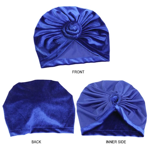 New Velvet Stretch Turban Hat Twist Knot Women Beanie Head Wrap Bonnet Chemo Cap - Picture 4 of 25