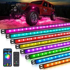 MICTUNING 8pcs RGBW Led Underglow Light Bar, N8 Underbody Neon Lights For SUV US