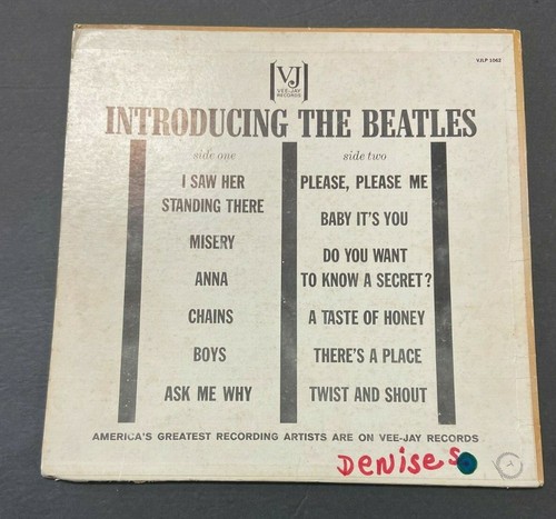 1964 BEATLES ALBUM RECORD *INTRODUCING THE BEATLES* VEEJAY LP 1062 1964 BEATLES ALBUM RECORD *INTRODUCING THE BEATLES* VEEJAY LP 1062