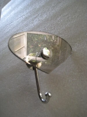 Patère Porte Manteau de Salle de Bain Verre fumé et Métal des années 80. - Photo 1/2