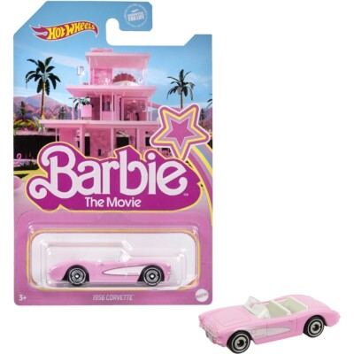 Hot Wheels Pink Barbie Movie Car 1956 Corvette Kids Diecast Toy