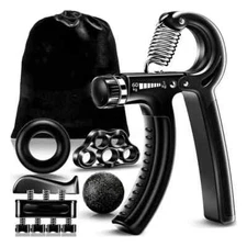 5pc Hand Grip Strengthener Forearm Workout Kit, Adjustable Grip Strength Trainer