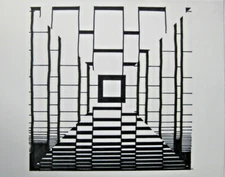 Stephen Robin (1944-2018) Ink Drawing Geometric Designs for An Iron Grill c.1996