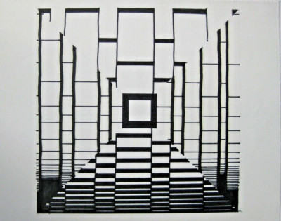 Stephen Robin (1944-2018) Ink Drawing Geometric Designs for An Iron Grill c.1996