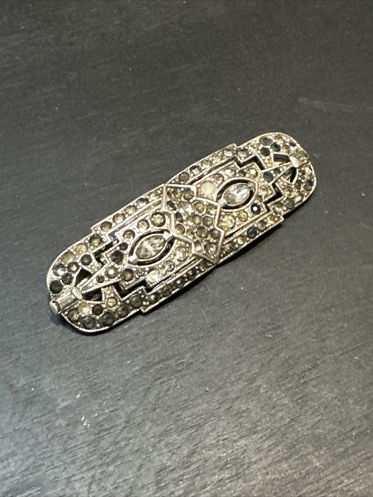 Antique Silver Metal Transformable Rhinestone Bro… - image 1