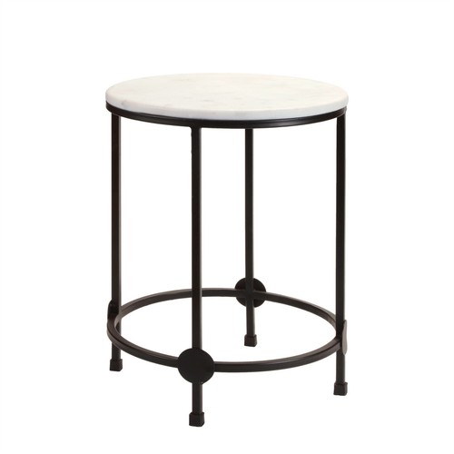 2 Pc Set Round Marble Top Nesting Accent Tables Sturdy Iron Legs 13x19 17x23 in - Picture 7 of 8