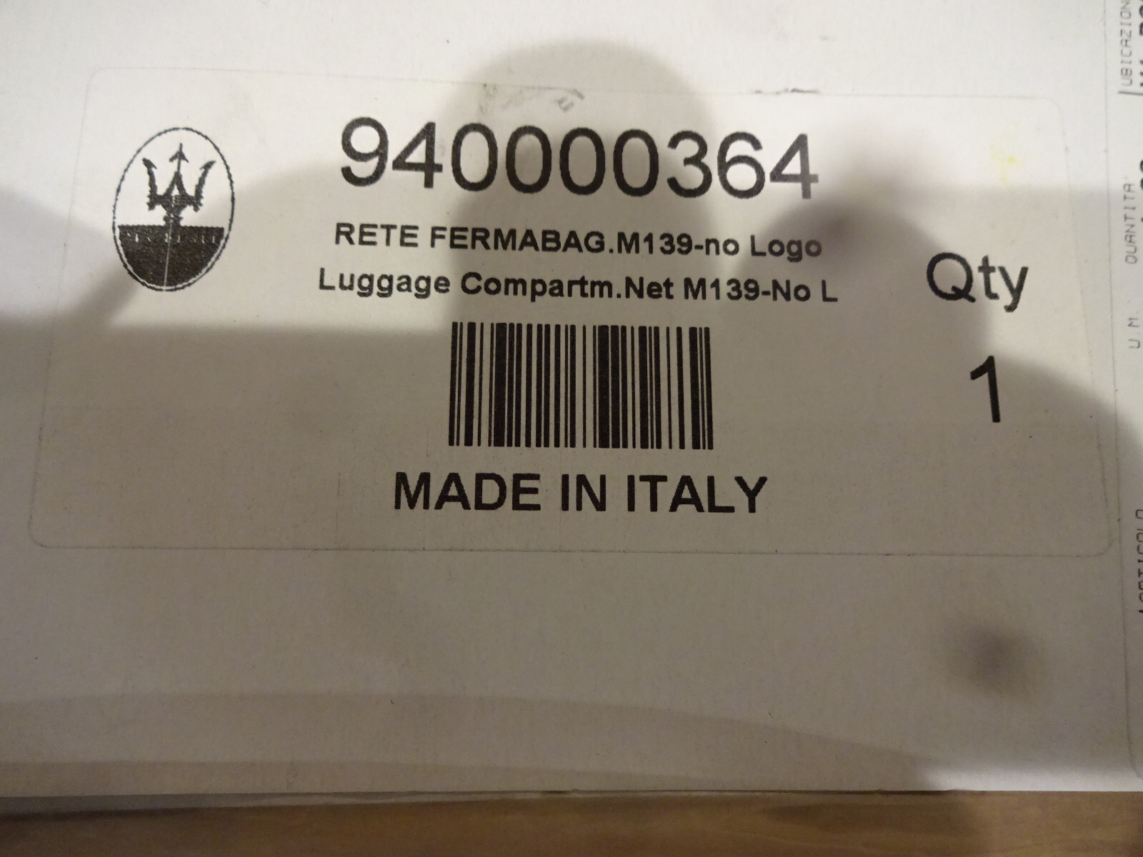 Maserati Quattroporte M139 - Luggage Compartment Net  P/N  940000364