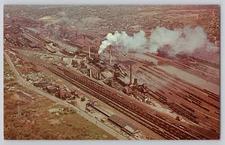 Postcard Aerial View Youngstown Ohio Industrial Area Republic Steel Koppers 1950