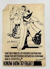 WWII GI Cartoon Postcard/ Flyer RARE SEX HEALTH PSA UNKOWN ARTIST CARTOON STRIP
