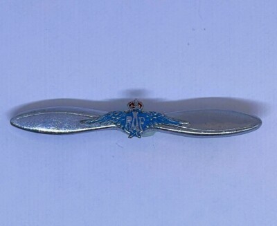 CHROME & ENAMEL KC RAF PROPELLOR TIE PIN / SWEETHEART BROOCH Rare Item