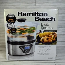 Hamilton Beach Digital Food Steamer 5.5 Quart 2 Tier Stackable Model #37530Z NEW