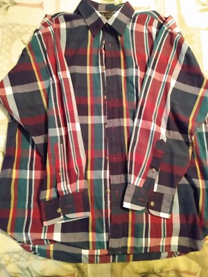 Men's Knights Of The Roundtable Large Multicolor Plaid Long Sleeve Button...
