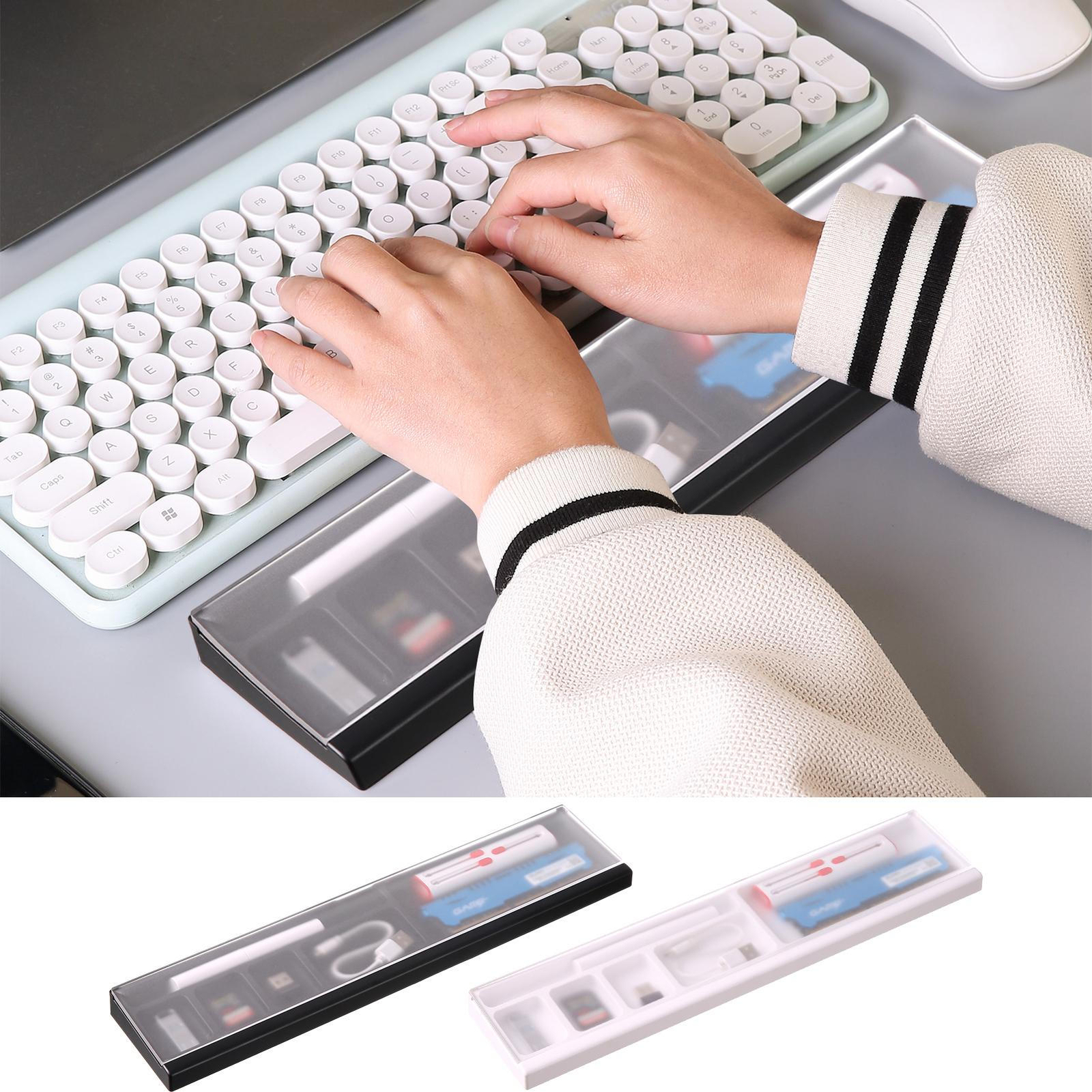 Ergonomic Keyboard Wrist Rest with Built-in Storage Clear Case-image