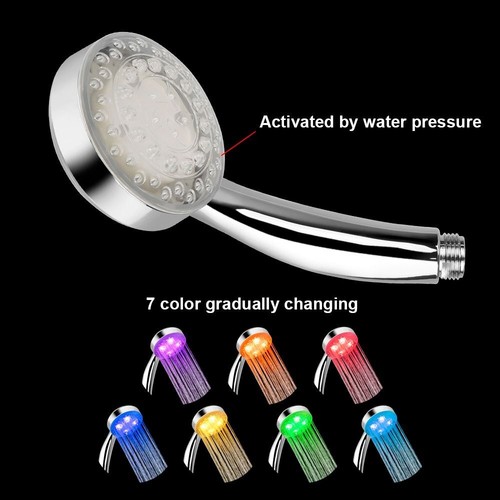 7 Colors Changing LED Shower Head Rainfall Shower Sprayer Water Saving New UK - Picture 11 of 12