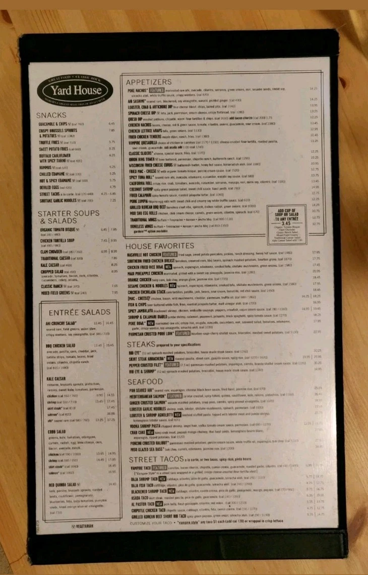 YARD HOUSE Restaurant Menu Larger Size Plastic Covering eBay